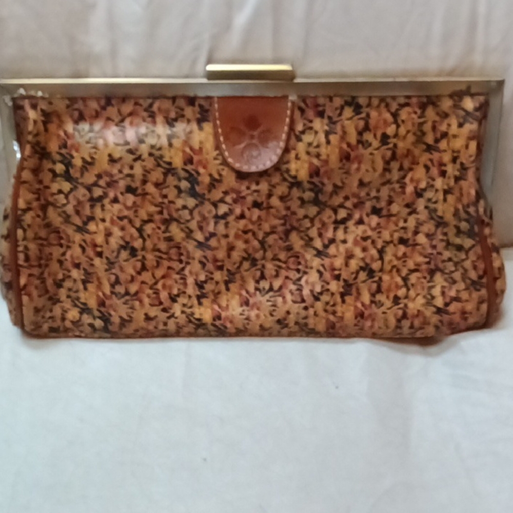 Floral Tan Clutch Bag vintage